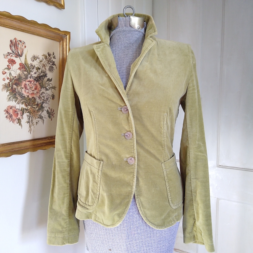 J. CREW Green Velvet Jacket